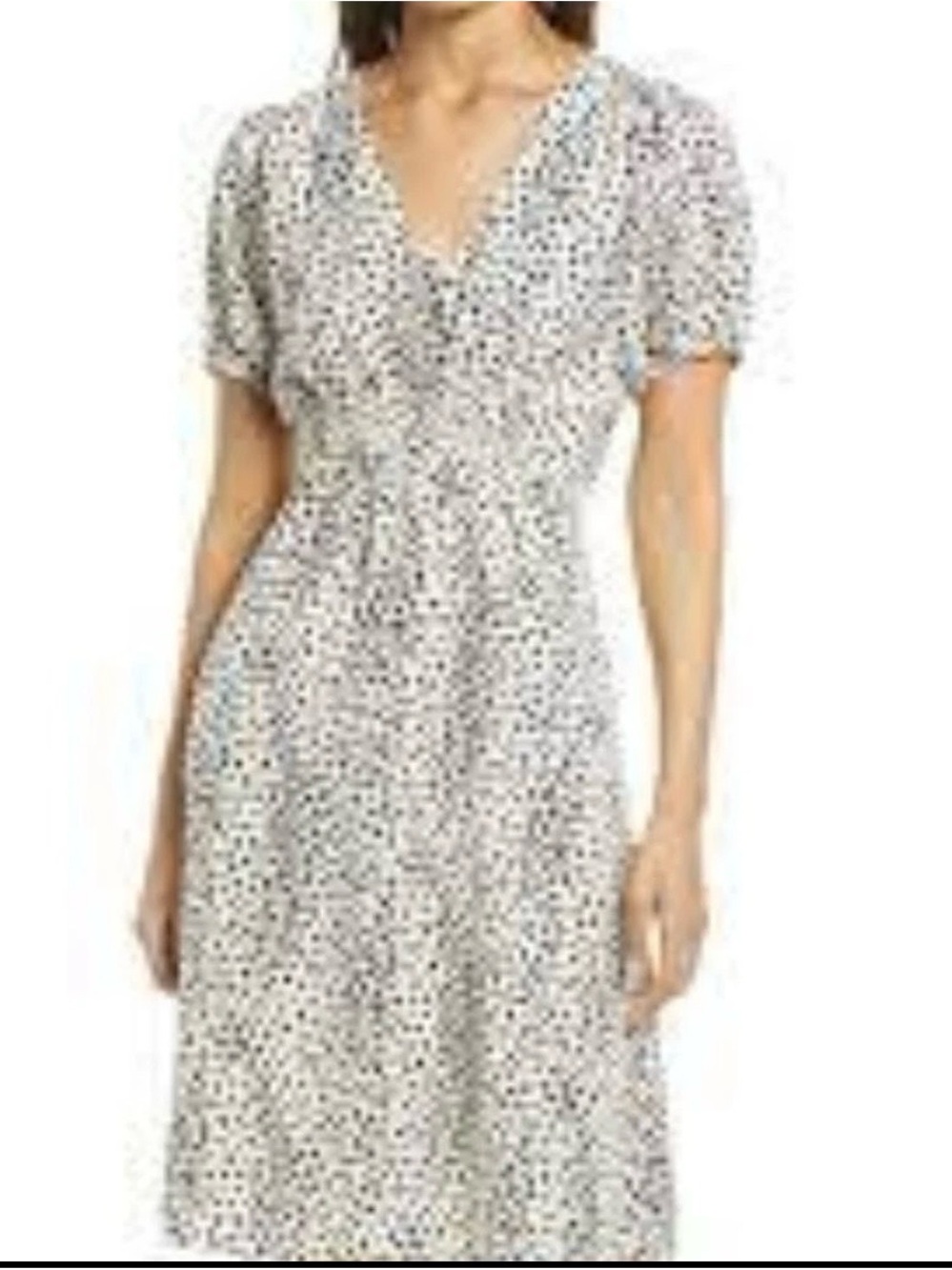 Halogen White Midi Dress with Black Polka Dot Print
